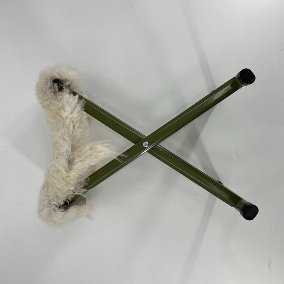Real Shearling Top and Metal Frame Foldable Accent Stool - Picture 7 of 8